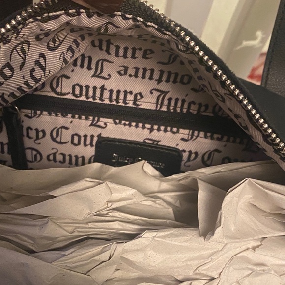 Juicy Couture Black Velour Weekender Girlie Royalty Travel Bag Pink Bow Duffle - Picture 9 of 9